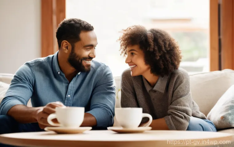 파트너 간 재무 조율을 위한 창의적인 접근 - **Prompt:** A diverse adult couple, in their late 20s to early 40s, is seated comfortably on a plush...