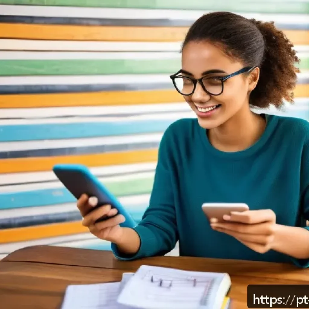 효과적인 재무 조율을 위한 소프트웨어 추천 - A young Brazilian woman sitting comfortably at a café table, using a smartphone app to manage her pe...