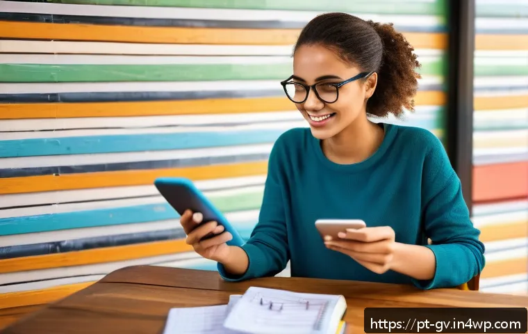 효과적인 재무 조율을 위한 소프트웨어 추천 - A young Brazilian woman sitting comfortably at a café table, using a smartphone app to manage her pe...